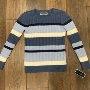 karen scott striped cable knit sweater
